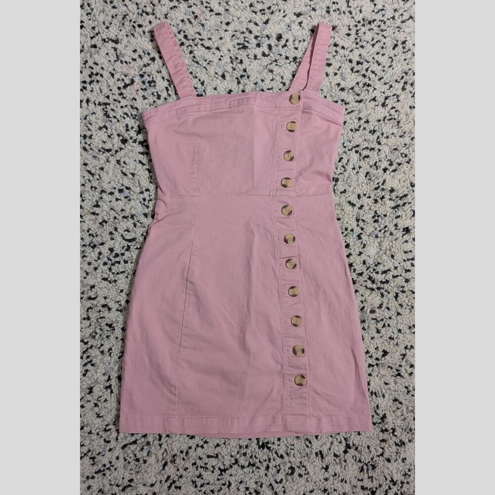 Forever 21 Pink Button-Front Pinafore Mini Dress - Size Medium‎